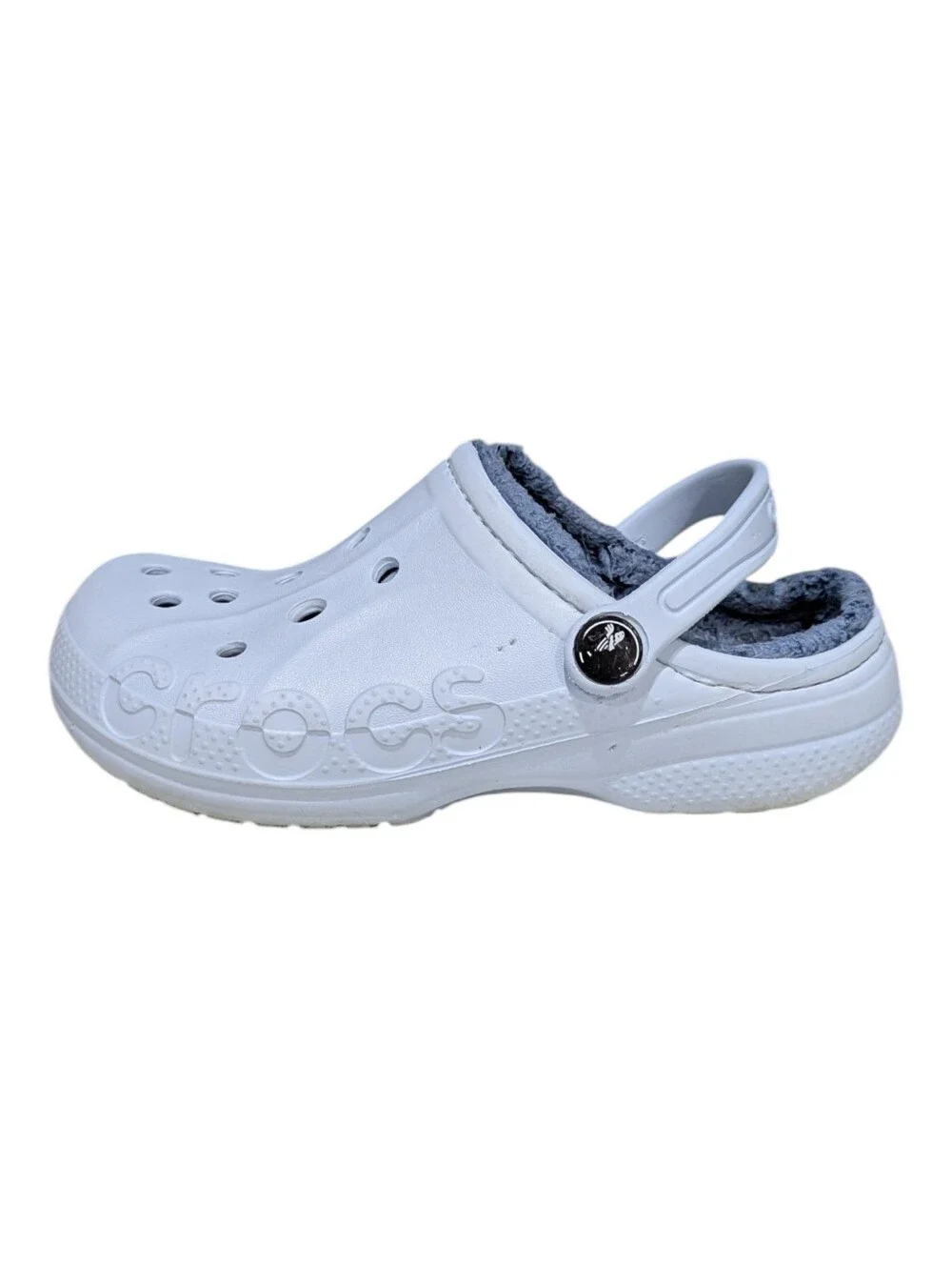 Crocs Kids Baya Lined Clog Classic Light Blue Shoes Furry Fuzzy Girls Size 1